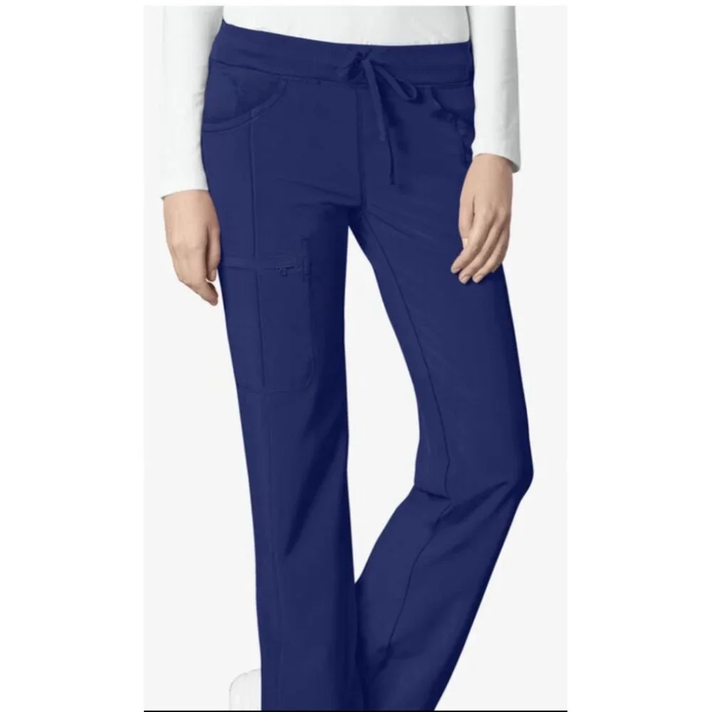 Infinity Wmns 4 Pocket Stretch Drawstr. Navy Scrub Pant small Petite (bin GG157) - Picture 2 of 10